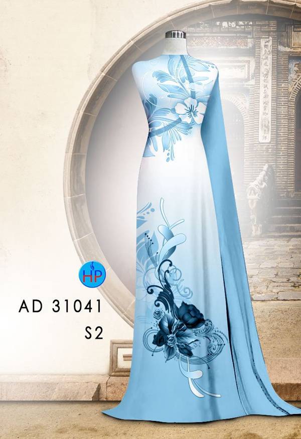 Vải Áo Dài Hoa In 3D AD 31041 38